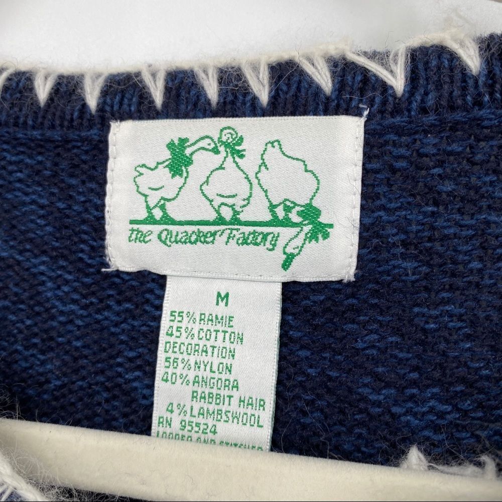 Quacker Factory Snowman Cardigan holiday sweater winter snow blue tassel medium - Picture 2 of 12